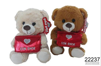 Imagen de PELUCHE OSO SENTADO CON SOBRE Y TARJETA FRASE 22CM 4.24